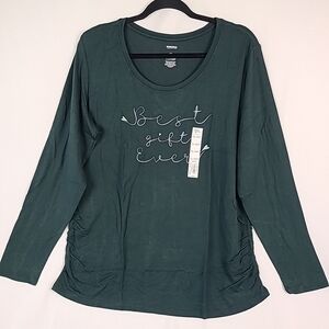 NEW Sonoma Maternity Green Scoopneck Long Sleeve Tee Sz XL SOFT